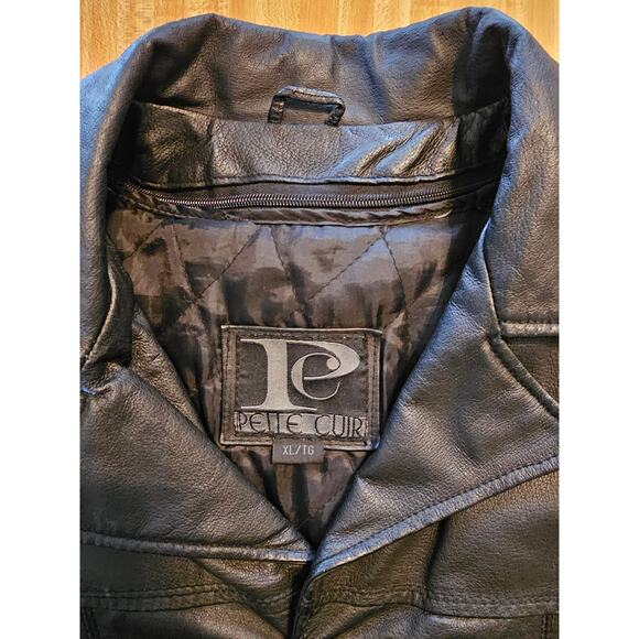 PELLE CUIR Black Smooth Leather COAT Lining Men's size XL Gift - Picture 7 of 10